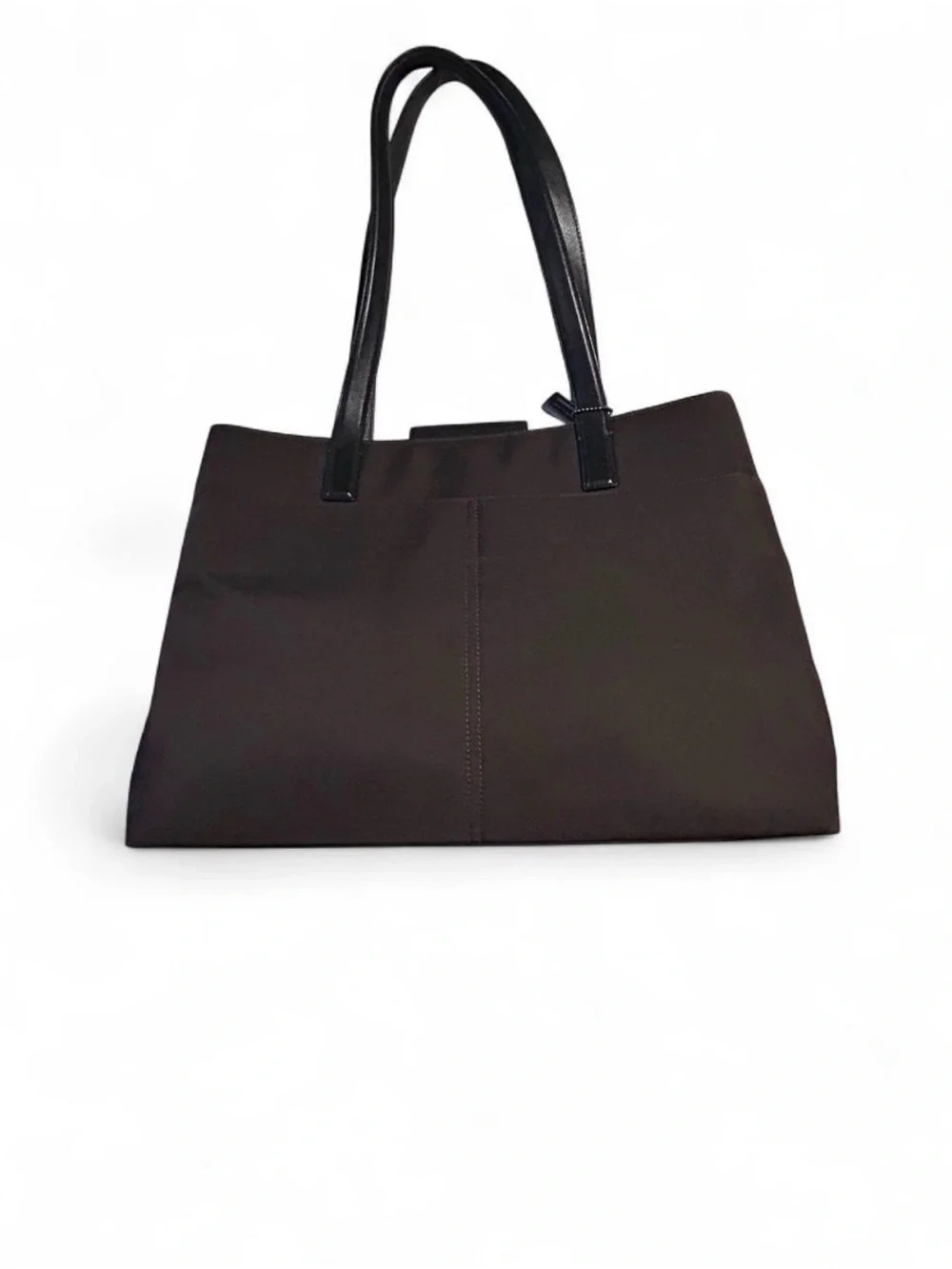 Coach Vintage XL Business Tote in Brown Nylon Canvas w. Black Leather Accents
